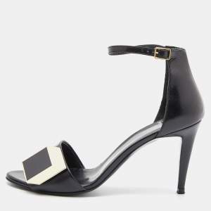 Pierre Hardy Black Leather Embellished Ankle Strap Sandals Size 37