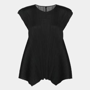 Pleats Please by Issey Miyake Black Plisse Sleeveless Top XL