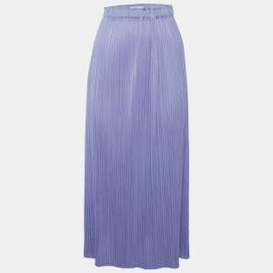 Pleats Please By Issey Miyake Purple Crepe Pleated Midi Skirt L