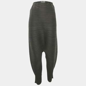 Pleats Please By Issey Miyake Olive Green Pleated Harem Pants L