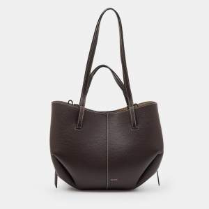 Pre Owned Polene Dark Brown Leather Cyme Mini Tote