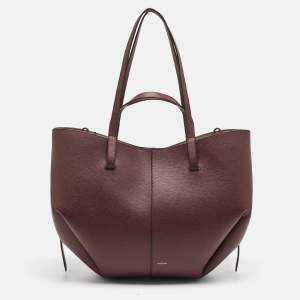 Pre Owned Polene Burgundy Leather Cyme Tote