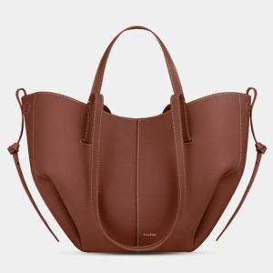Pre Owned Polene Cyme Mini Grained Cognac Edition Calfskin Leather Shoulder Bag
