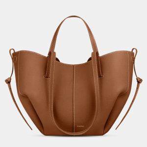 Pre Owned Polene Cyme Mini Camel Grained Edition Calfskin Leather Shoulder Bag