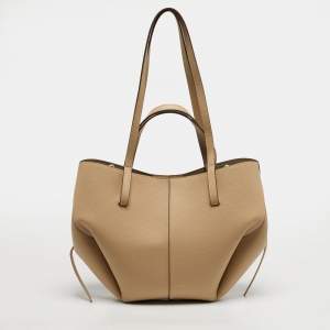 Pre Owned Polène Cyme Mini Beige Leather Tote