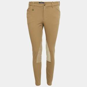 Pre Owned Polo Ralph Lauren Brown Cotton Suede Trim Breeches Pants M
