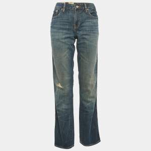Pre Owned Polo Ralph Lauren Blue Distressed Denim Slim Jeans M Waist 30"