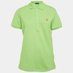 Polo Ralph Lauren Line Green Logo Embroidered Pique Polo T-Shirt XL