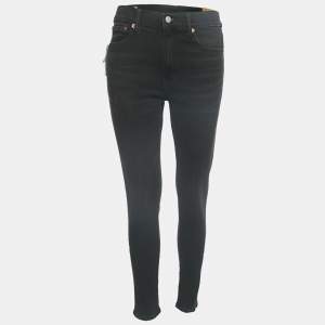 Pre Owned Polo Ralph Lauren Black Denim High Rise Skin Fit Jeans M Waist 28"