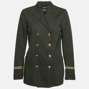 Polo Ralph Lauren Black Denim Peak Lapel Captain Jacket L