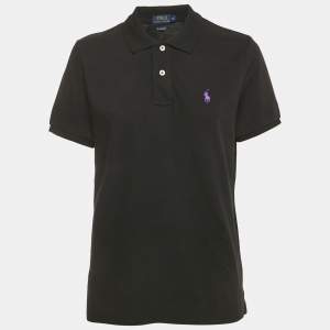 Pre Owned Polo Ralph Lauren Black Cotton Pique Skinny Polo T-Shirt XL