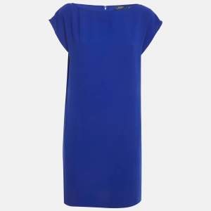 Pre Owned Polo Ralph Lauren Blue Crepe Shift Dress L