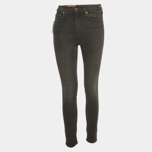 Pre Owned Polo Ralph Lauren Black Denim Tompkins Skinny High Rise Ankle Jeans S Waist 26"