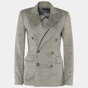 Pre Owned Polo Ralph Lauren Grey Wool Double Breasted Blazer XS