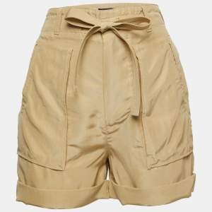 Pre Owned Polo Ralph Lauren Beige Silk Belted Shorts S
