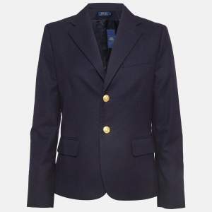 Pre Owned Polo Ralph Lauren Navy Blue Wool Single Breasted Blazer M