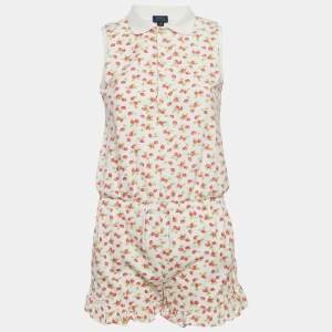 Polo Ralph Lauren White Strawberry Print Pique Cotton Playsuit XL