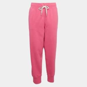 Pre Owned Polo Ralph Lauren Pink Logo Embroidered Cotton Blend Knit Trackpants XL