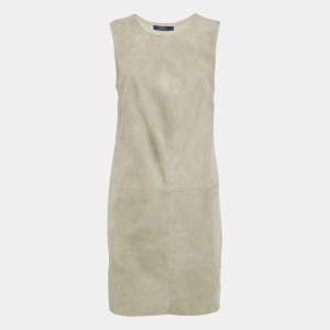 Pre Owned Polo Ralph Lauren Grey Suede and Cashmere Knit Sleeveless Mini Dress M