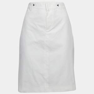 Pre Owned Polo Ralph Lauren White Cotton Lace-Up Pencil Skirt L