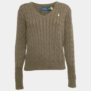 Pre Owned Polo Ralph Lauren Cotton Cable Knit Full Sleeve Sweater L