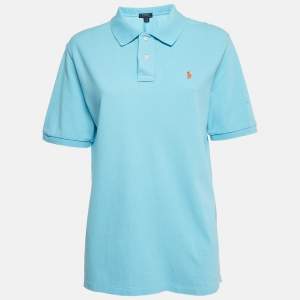 Polo Ralph Lauren Blue Logo Embroidered Cotton Polo T-Shirt XL