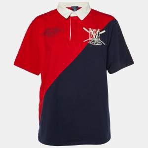 Polo Ralph Lauren Red/Navy Blue Cotton Polo T-Shirt XL