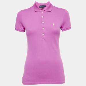 Polo Ralph Lauren Pink Stretch Mesh Cotton Polo T-Shirt S
