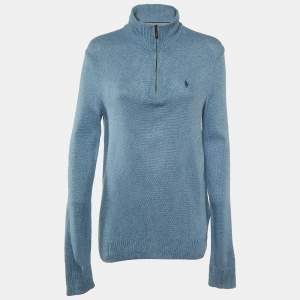 Polo Ralph Lauren Blue Silk Full Sleeve Sweater S