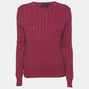 Polo Ralph Lauren Purple Cotton Knit Full Sleeve Sweater S