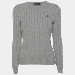Polo Ralph Lauren Grey Cotton Knit Full Sleeve Sweater S