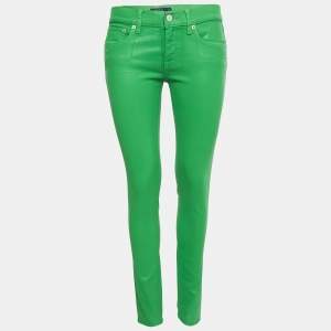 Polo Ralph Lauren Green Coated Denim Skinny Fit Jeans S Waist 27"