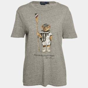 Polo Ralph Lauren Grey Teddy Print Jersey T-Shirt M
