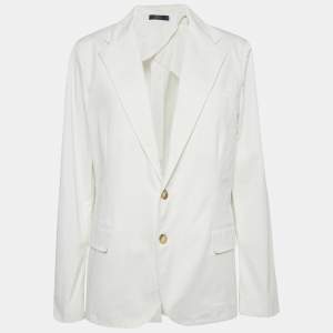 Pre Owned Polo Ralph Lauren White Cotton Button Front Jacket XL
