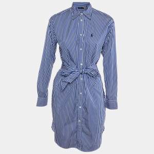 Polo Ralph Lauren Blue Striped Cotton Shirt Dress S