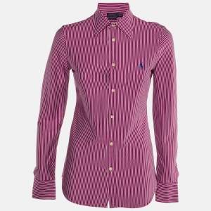 Polo Ralph Lauren Pink Striped Knit Dress Shirt S