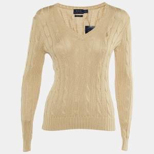 Polo Ralph Lauren Beige Cotton Knit Long Sleeve Sweater S