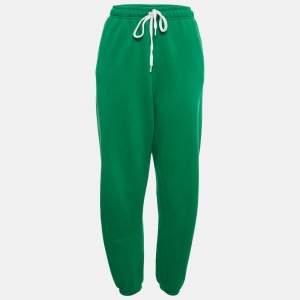 Pre Owned Polo Ralph Lauren Green Cotton Knit Sweatpants M