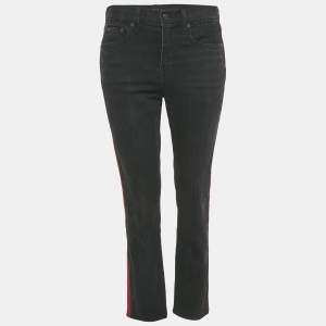 Pre Owned Polo Ralph Lauren Black/Red Side Stripe Denim Jeans M Waist 30"