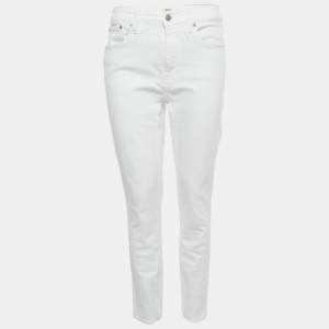 Pre Owned Polo Ralph Lauren White Embroidered Denim Tompkins Skinny Jeans M Waist 29"
