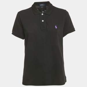 Pre Owned Polo Ralph Lauren Black Cotton The Skinny Polo T-Shirt XL