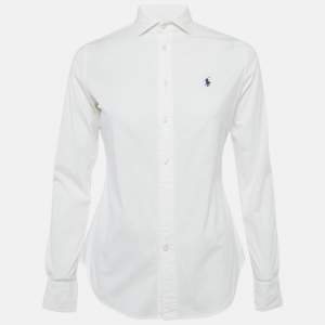 Pre Owned Polo Ralph Lauren White Cotton Button Front Slim Fit Shirt S