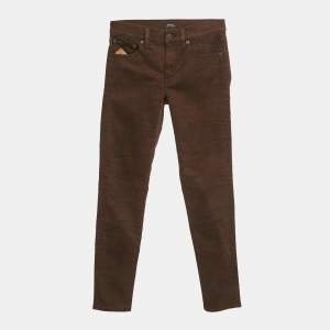 Pre Owned Polo Ralph Lauren Brown Animal Print Denim Tompkins Skinny Jeans S Waist 26"