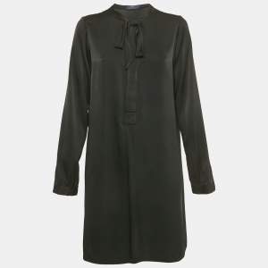 Pre Owned Polo Ralph Lauren Black Satin Mini Dress S