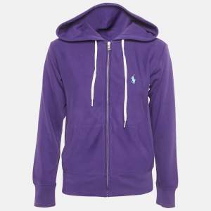 مملوكة مسبقًا Polo Ralph Lauren Purple Logo Embroidered Cotton Blend Hoodie XS