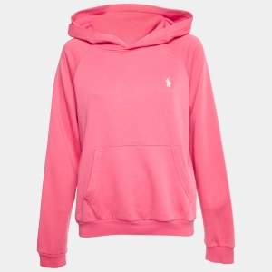 مملوكة مسبقًا Polo Ralph Lauren Pink Logo Embroidered Cotton Hoodie L