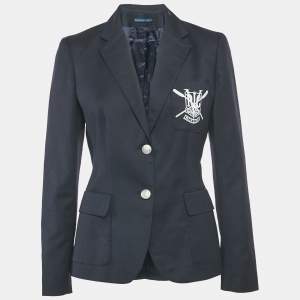 Pre Owned Ralph Lauren Navy Blue Wool Felt Rowing Club Blazer M