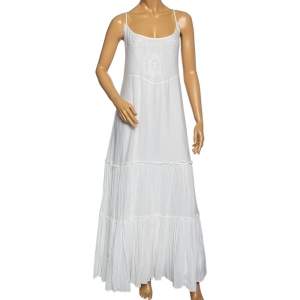 Polo Ralph Lauren White Cotton Embroidered Detail Sleeveless Maxi Dress L