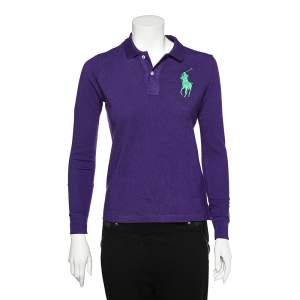 Polo Ralph Lauren Purple Cotton Pique Long Sleeve Polo T-Shirt S 
