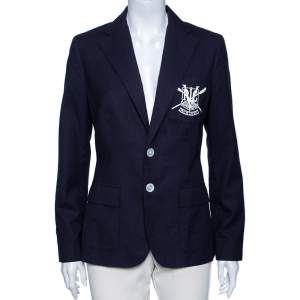 Pre Owned Polo Ralph Lauren Navy Blue Wool Greenwich Blazer M